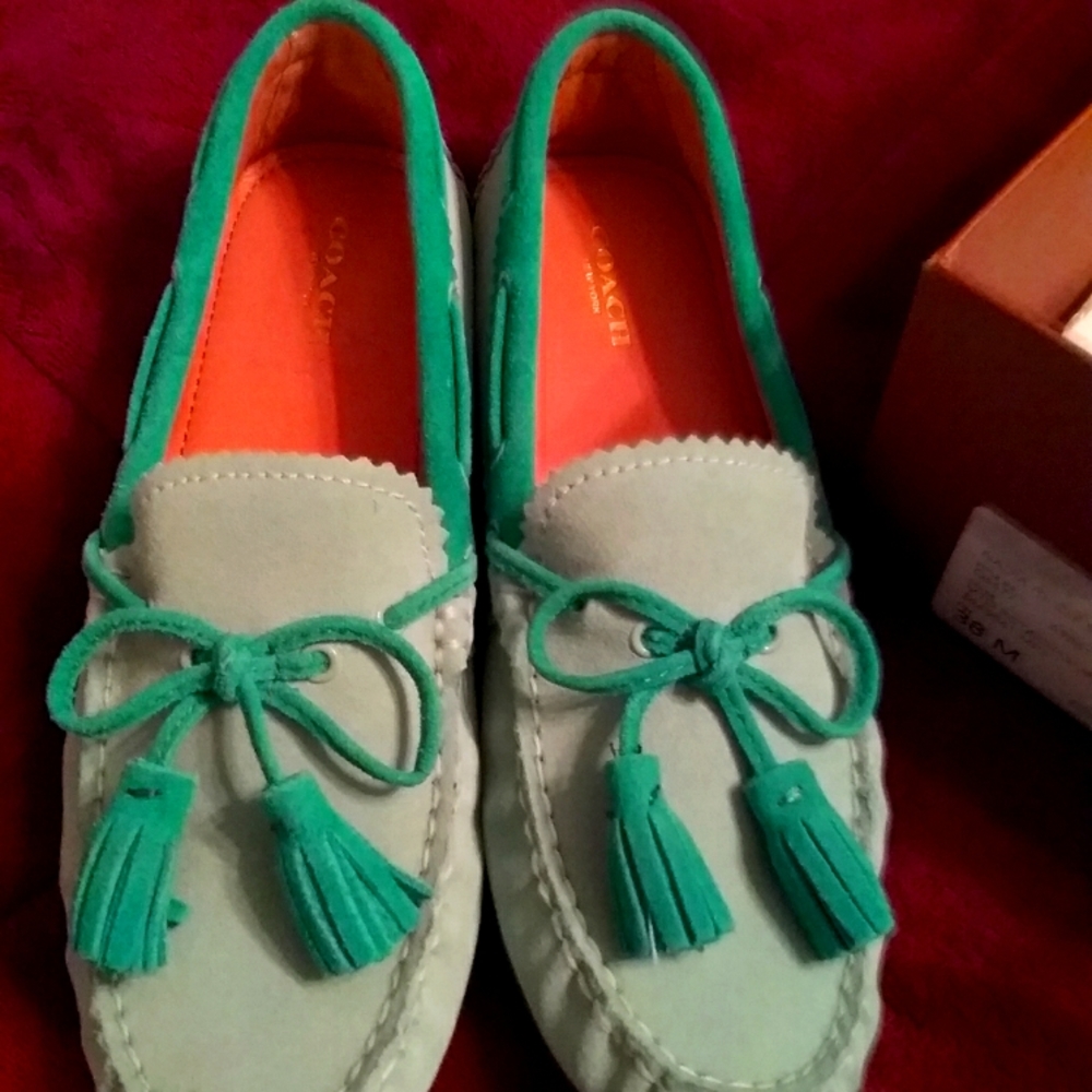 NIB Coach Calf Suede Loafers 2 tone 8
